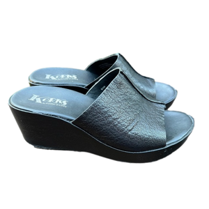 KORKS by Kork Ease black leather wedge slides, size 8 EUC